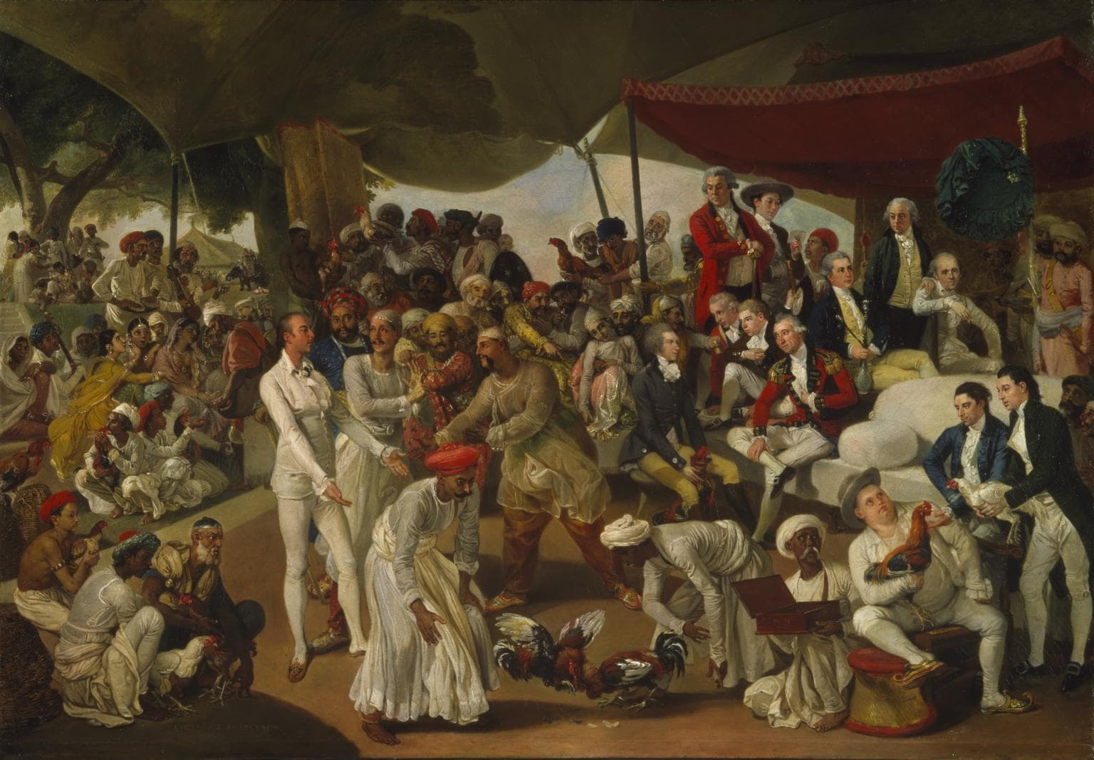 ‘Colonel Mordaunt’s Cock Match’, Johan Zoffany, c.1784–6 on display at Tate Britain