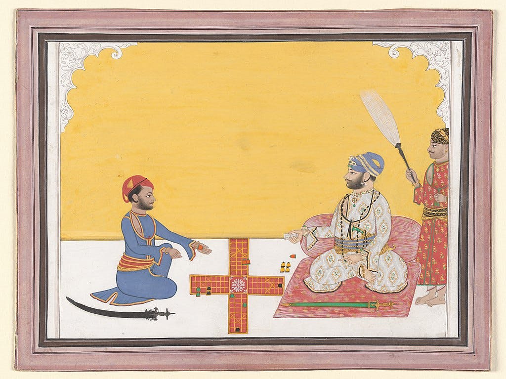 Maharaja Sovan Singh playing pachisi (c. 1868)