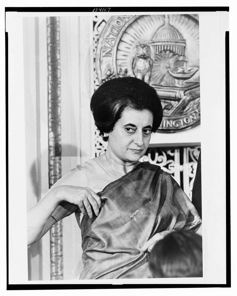 Prime Minister Indira Gandhi of India at the National Press Club, Washington, D.C. (Warren K. Leffler for, U.S. Library of Congress)